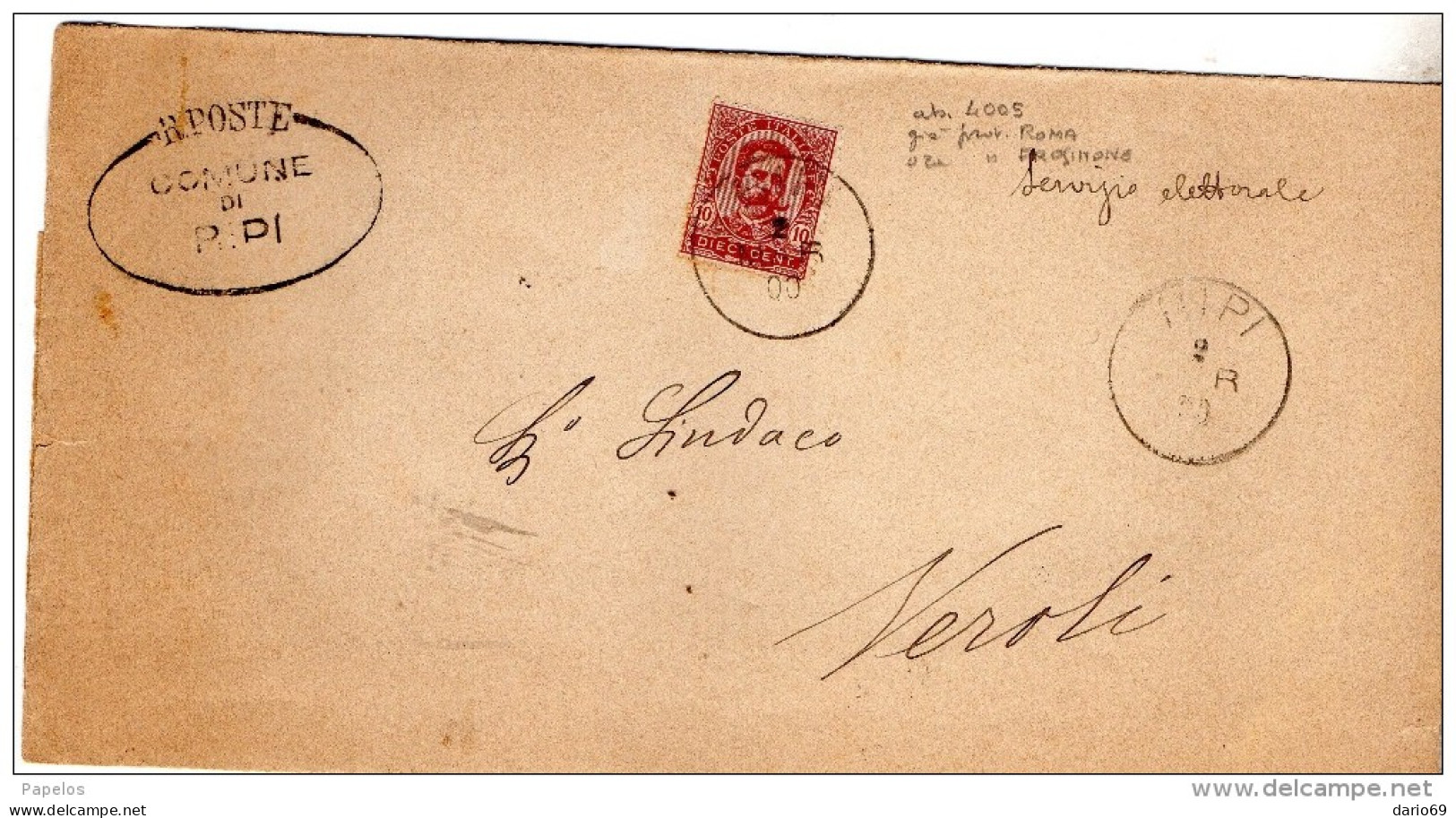 1900  LETTERA CON ANNULLO RIPI  ROMA - Storia Postale