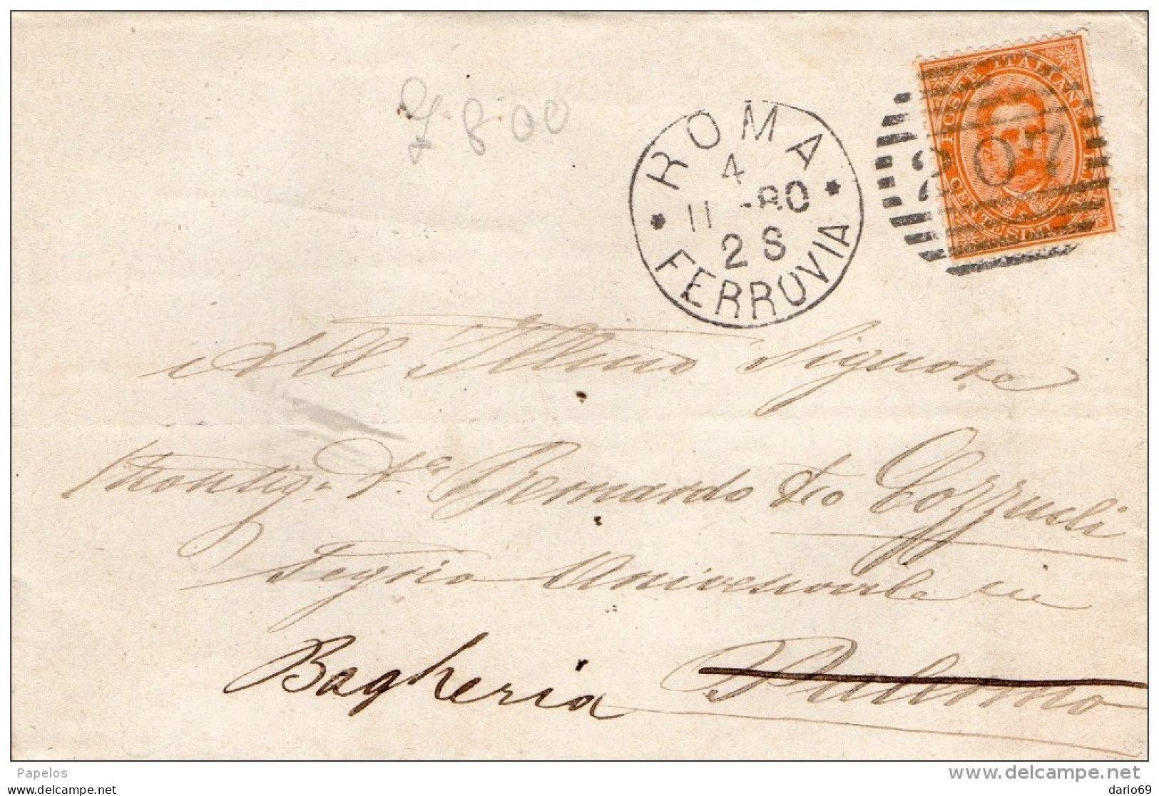 1880  LETTERA CON ANNULLO ROMA FERROVIA - Poststempel