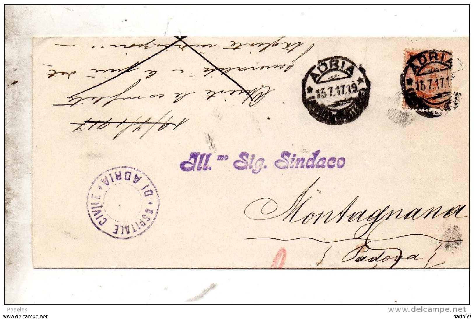 1917   LETTERA CON ANNULLO  ADRIA    ROVIGO - Storia Postale