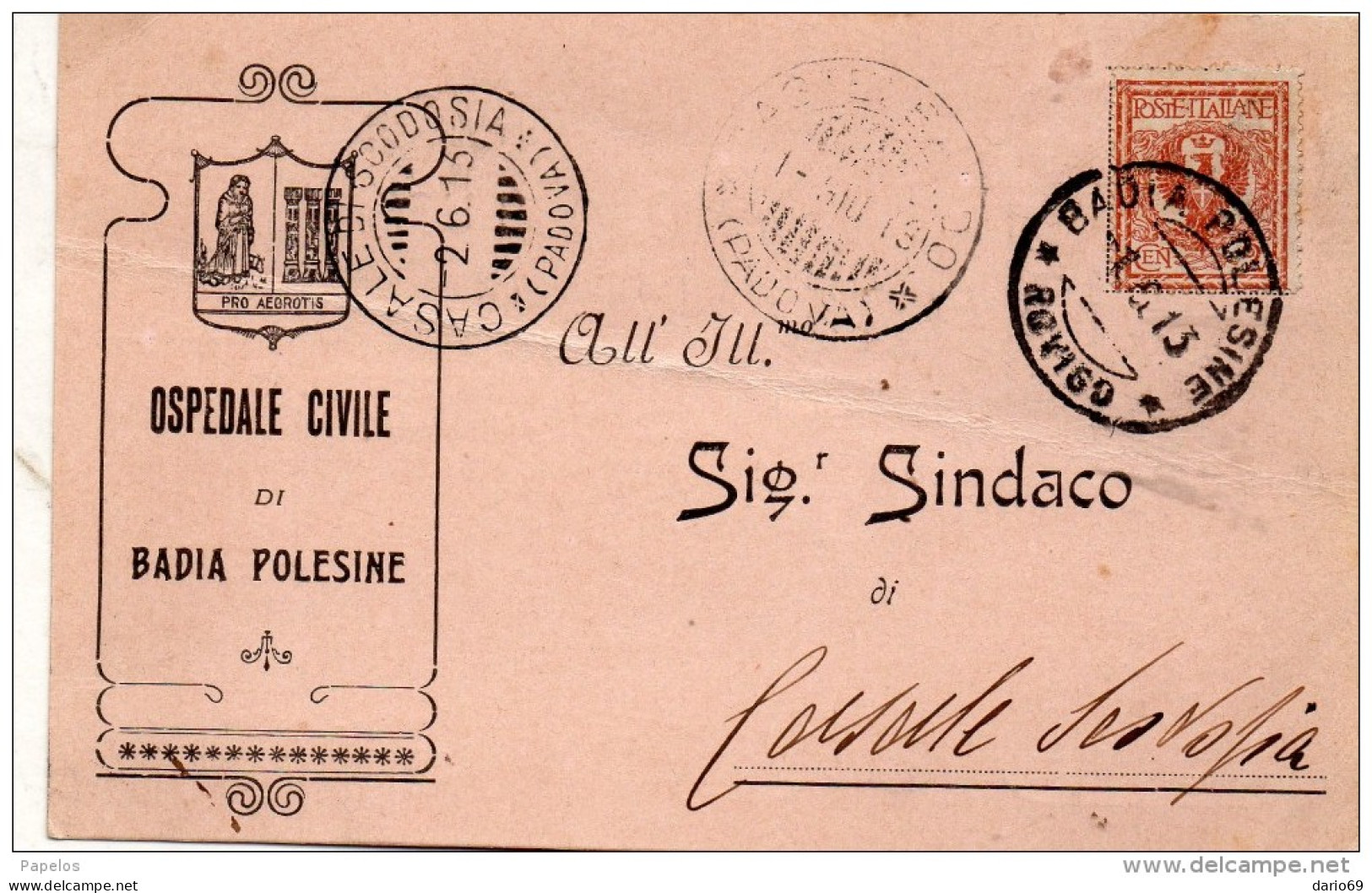 1913   CARTOLINA CON ANNULLO BADIA POLESINE   ROVIGO - Poststempel