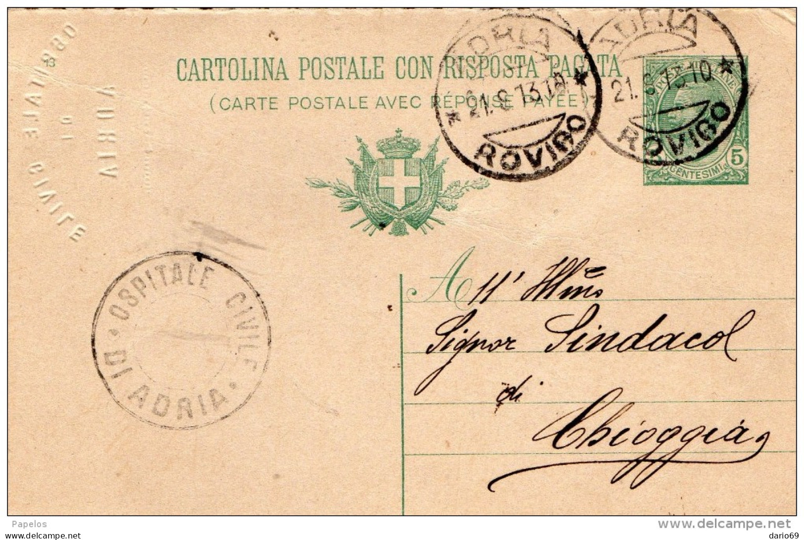 1913 CARTOLINA  CON ANNULLO  ADRIA    ROVIGO - Postwaardestukken