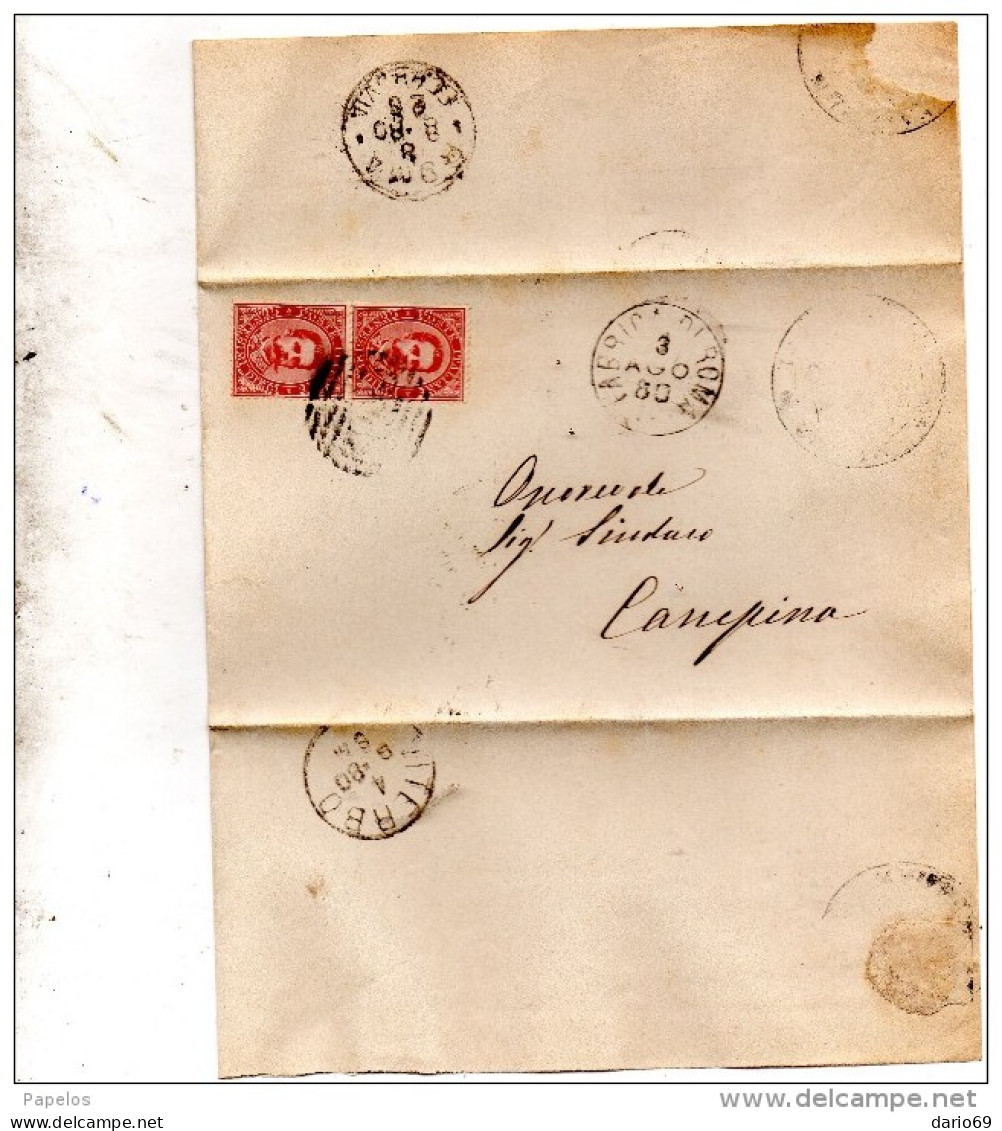 1880  LETTERA CON ANNULLO FABRICA DI ROMA VITERBO - Marcophilia