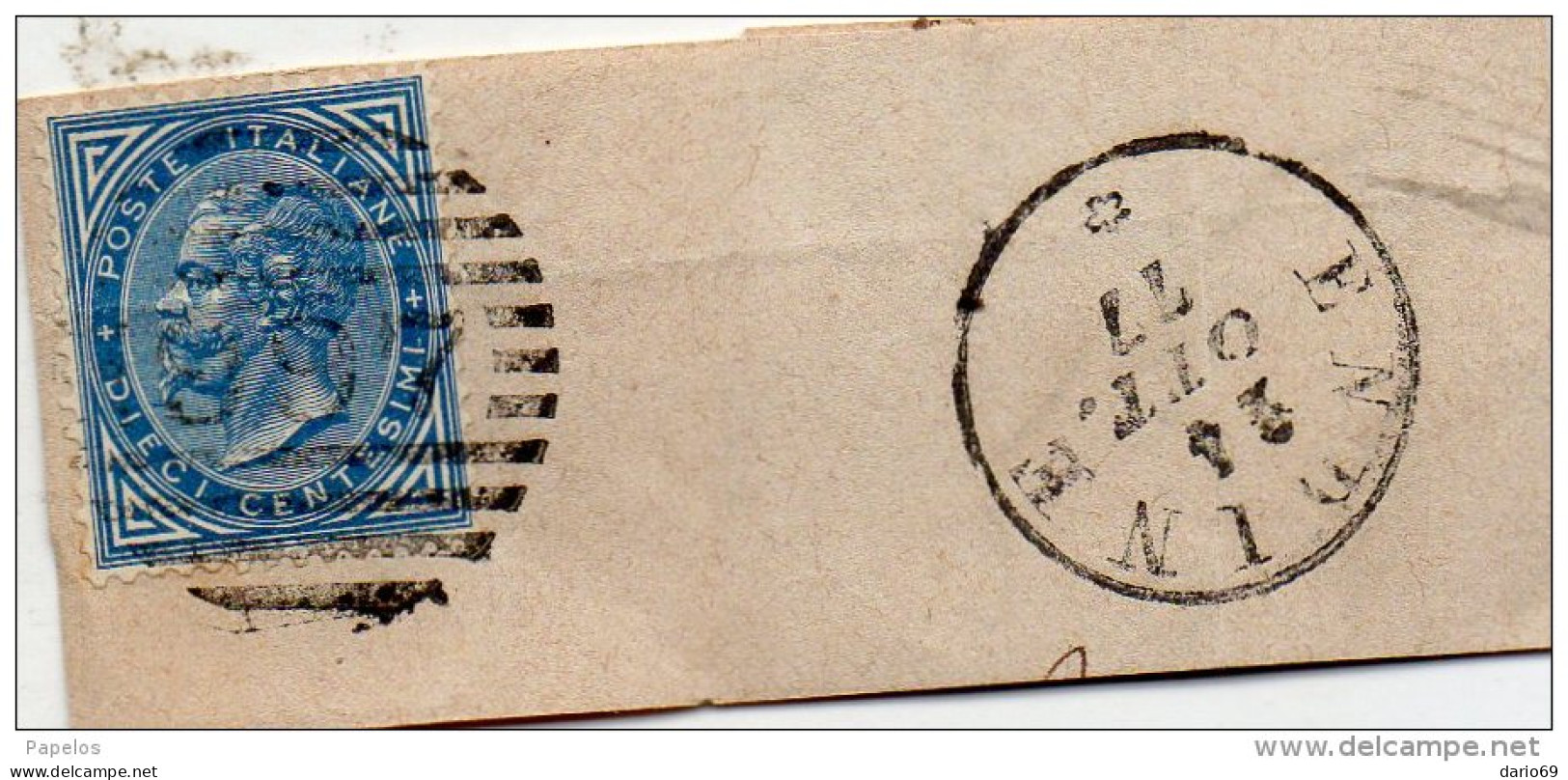 1877  FRAMMENTO CON ANNULLO   ENDINE BERGAMO - Poststempel