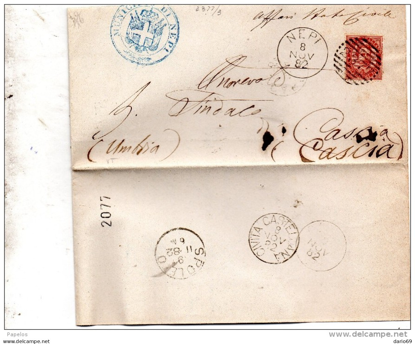 1882    LETTERA CON ANNULLO NEPI VITERBO +  CIVITA CASTELLANA - Storia Postale