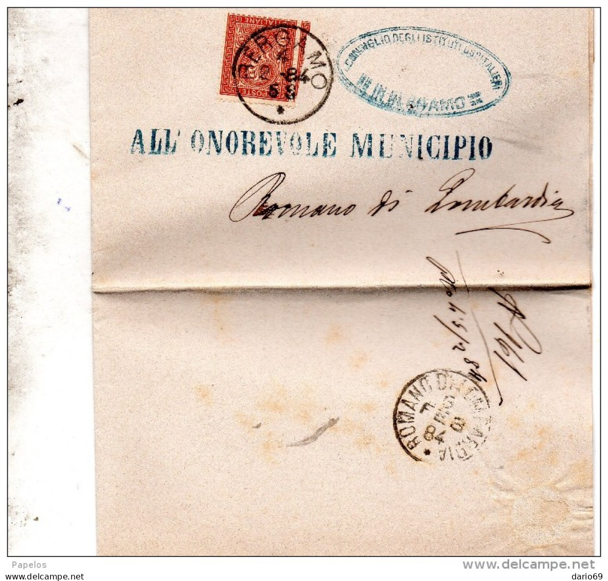 1884  LETTERA CON ANNULLO   BERGAMO - Marcofilie