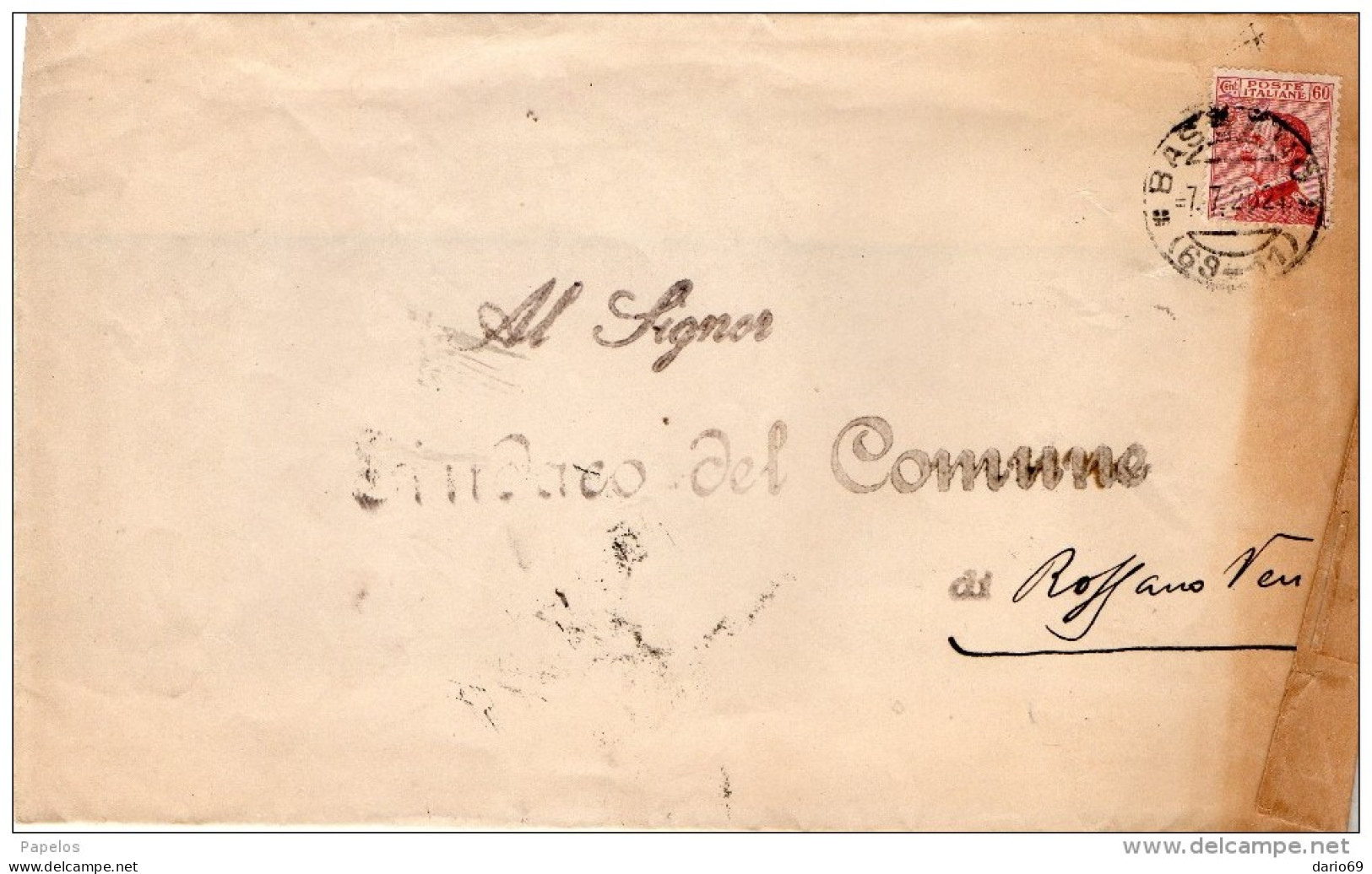 1925 LETTERA CON ANNULLO BASSANO VICENZA - Storia Postale