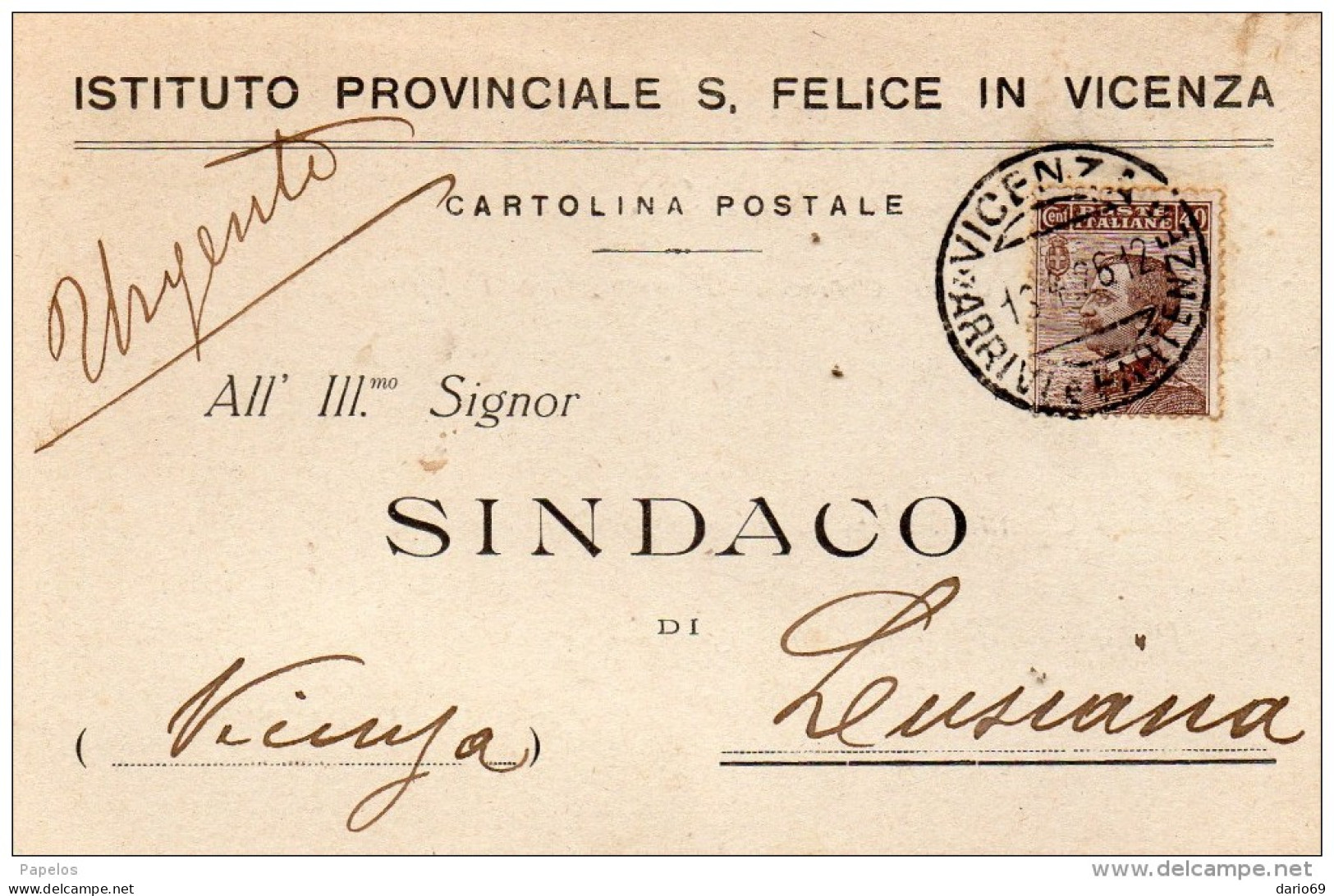 1926 CARTOLINA  CON ANNULLO VICENZA - Storia Postale