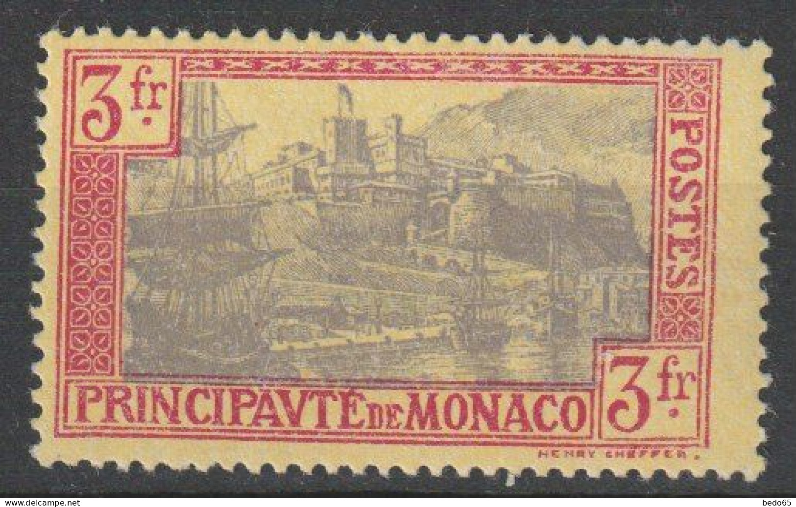 MONACO N° 101 NEUF* TTB LEGERE TRACE DE CHARNIERE / 2 SCANS - Unused Stamps