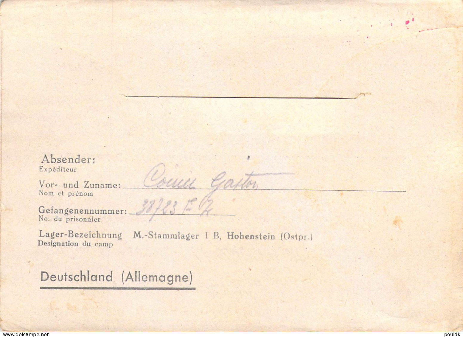 French Prisoner Of War Letter From Poland, M-Stammlager I B Signed 18. June (guess Its 1941). Stalag I-B Hohenstein Was - Militaria