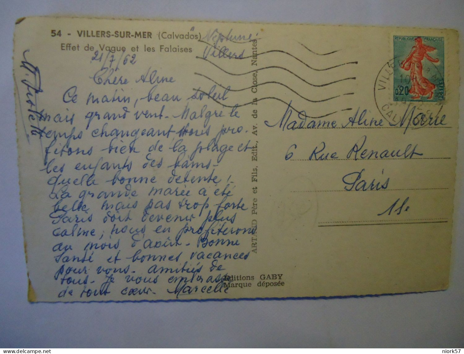 FRANCE   POSTCARDS  1962  VILLERS SUR MER CALVADOS - Sonstige & Ohne Zuordnung