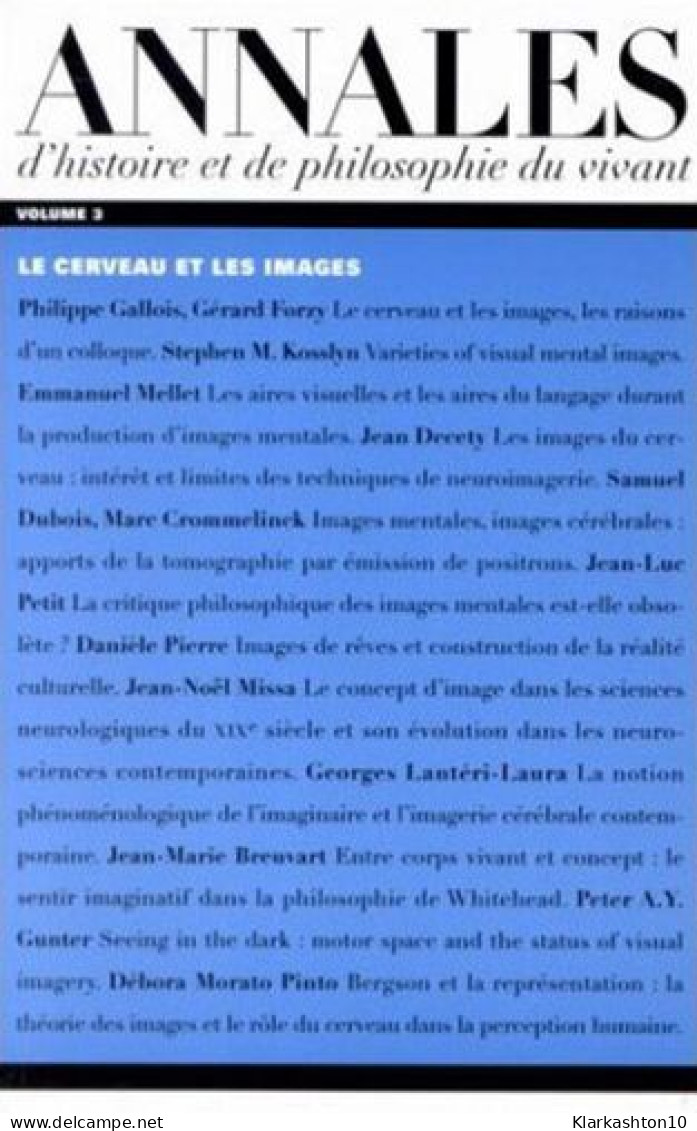 Annales D'histoire Et De Philosophie Du Vivant N°3 - Andere & Zonder Classificatie