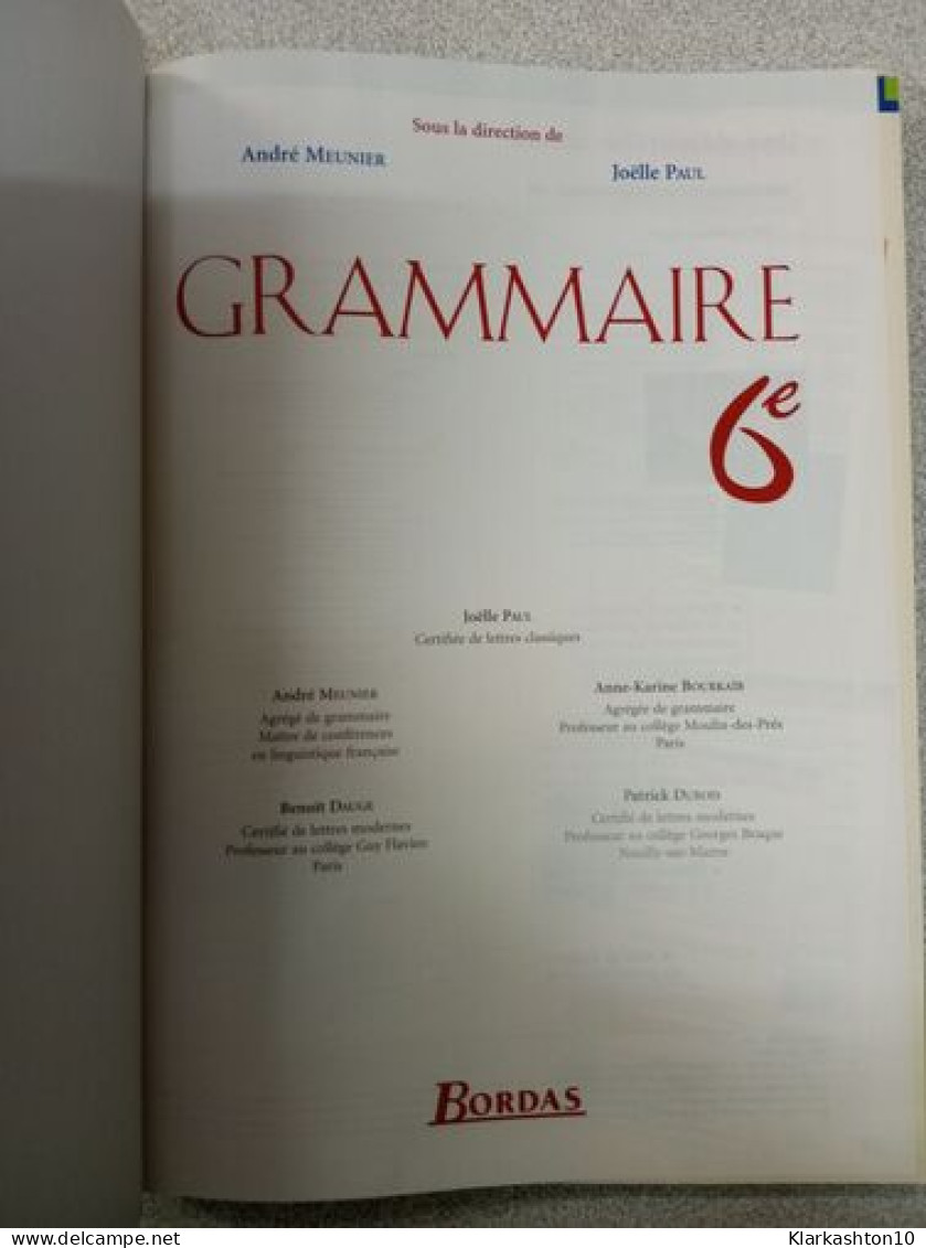 Grammaire 6e - Other & Unclassified