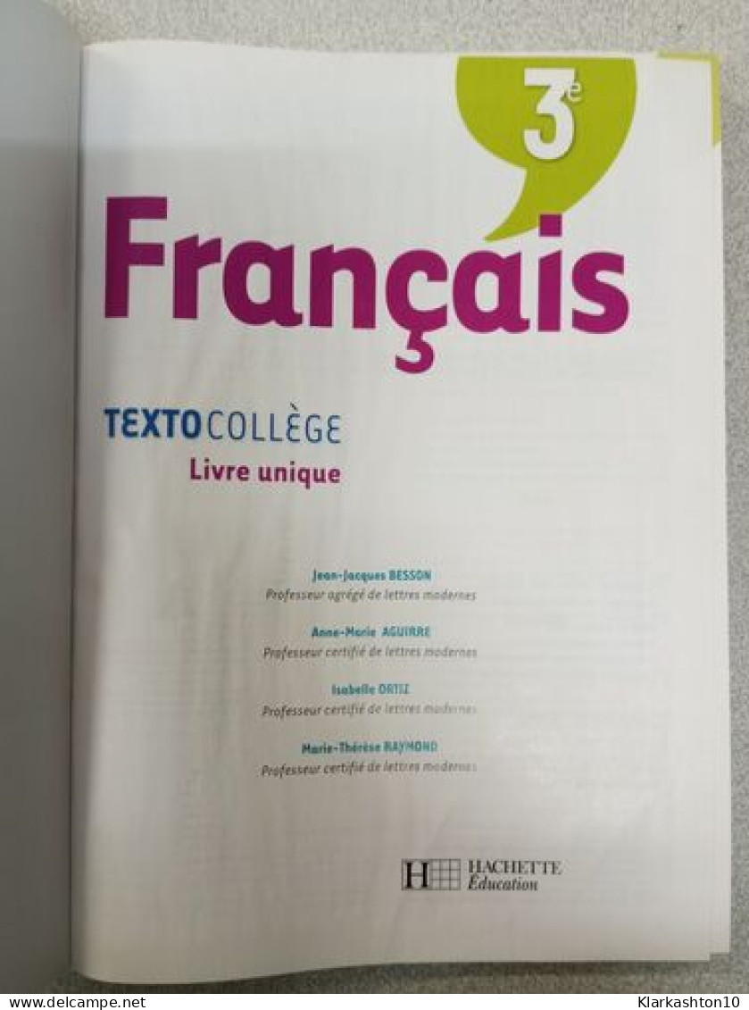 Français. Niveau 3e. Per Le Scuole Superiori - Sonstige & Ohne Zuordnung