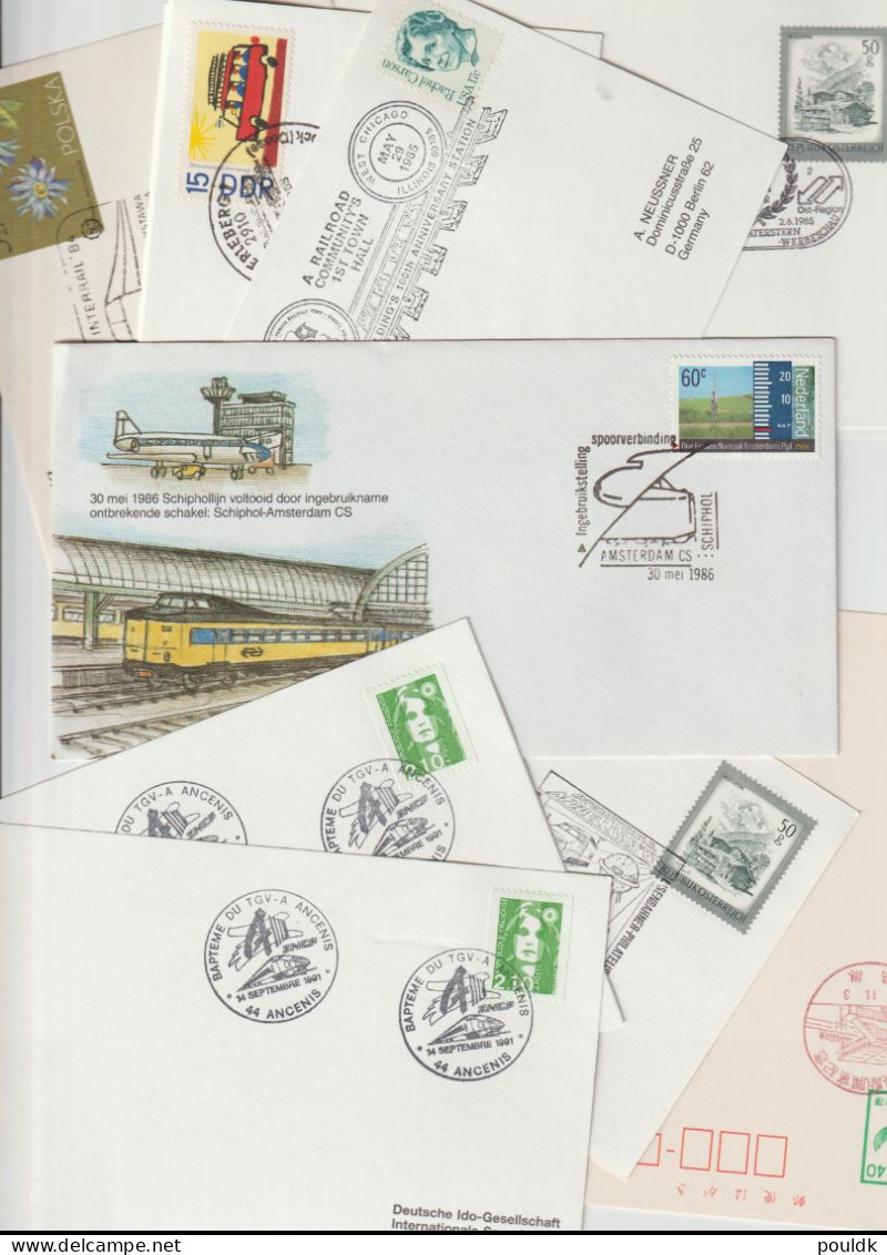 50 Covers With Trains As A Theme, Either Stamps Or Postmarks. Postal Weight 0,27 Kg. Please Read Sales Conditions Under - Eisenbahnen