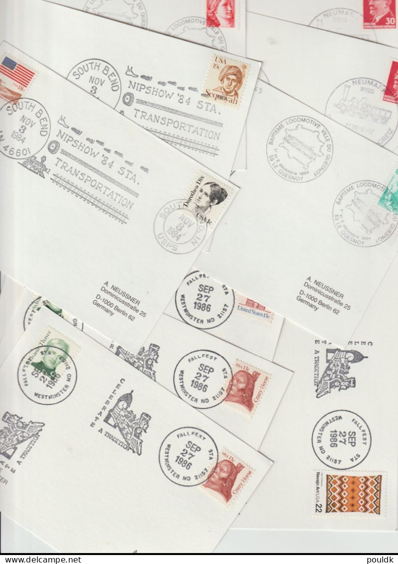 50 Covers With Trains As A Theme, Either Stamps Or Postmarks. Postal Weight 0,27 Kg. Please Read Sales Conditions Under - Eisenbahnen
