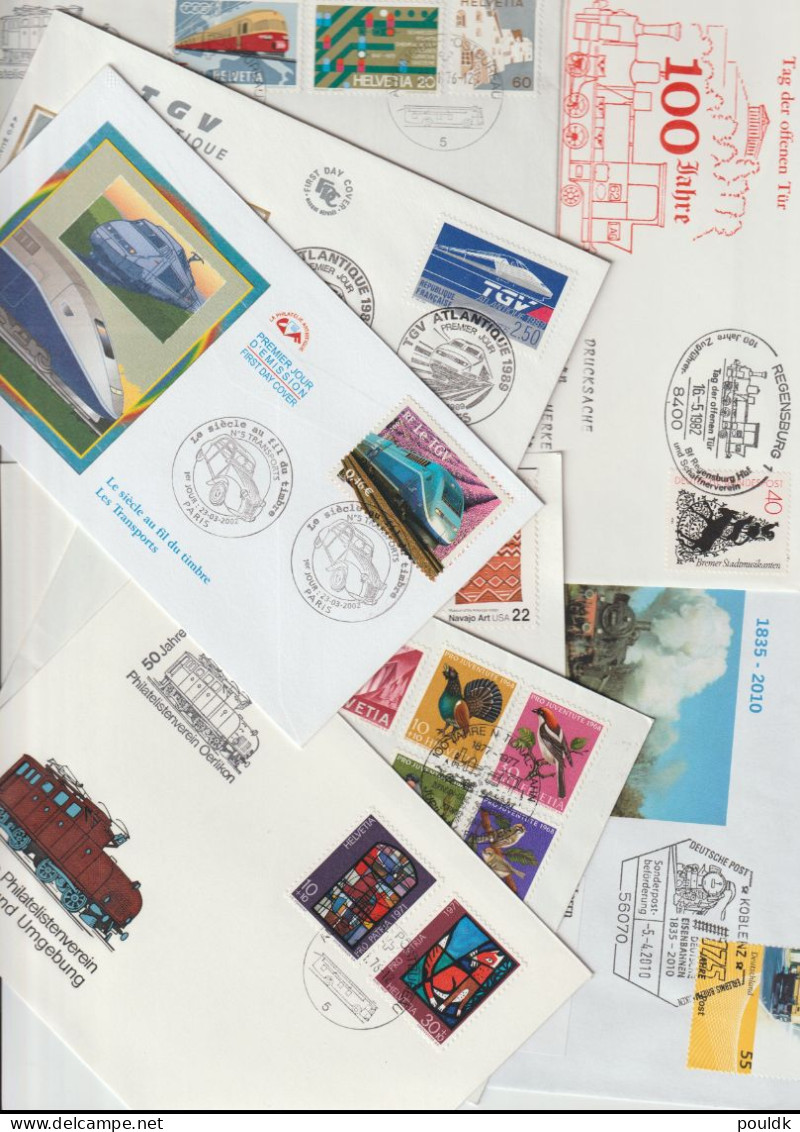 50 Covers With Trains As A Theme, Either Stamps Or Postmarks. Postal Weight 0,27 Kg. Please Read Sales Conditions Under - Trenes