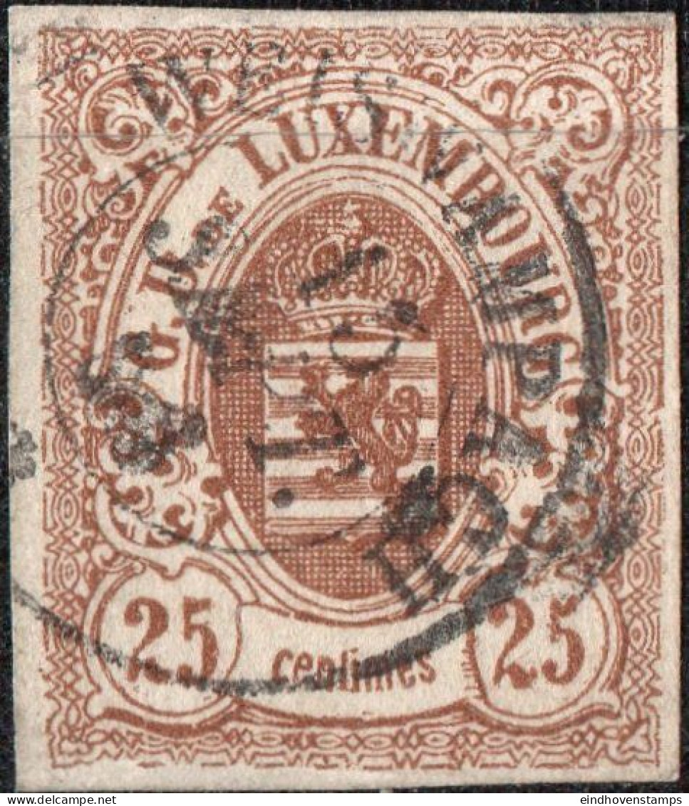 Luxemburg 1859 25 C Brown - 1859-1880 Coat Of Arms