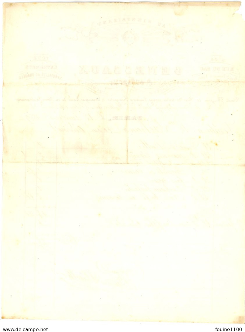 FACTURE Illustrée Année 1869 AU BIENFAISANT Confiseur GENESSAUX 39 Rue Du Bac à PARIS - 1800 – 1899