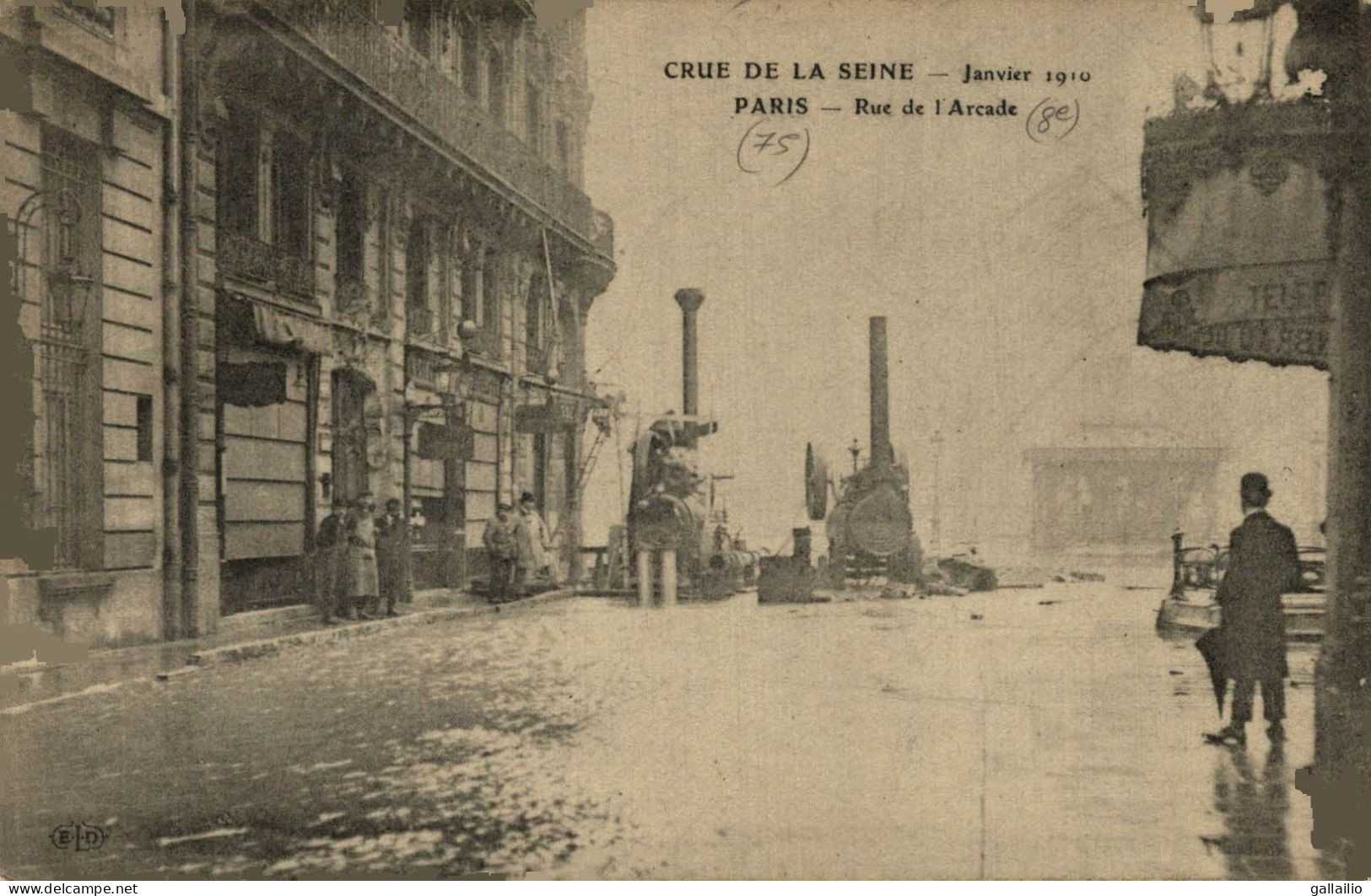 PARIS CRUE DE LA SEINE RUE DE L'ARCADE - Alluvioni Del 1910