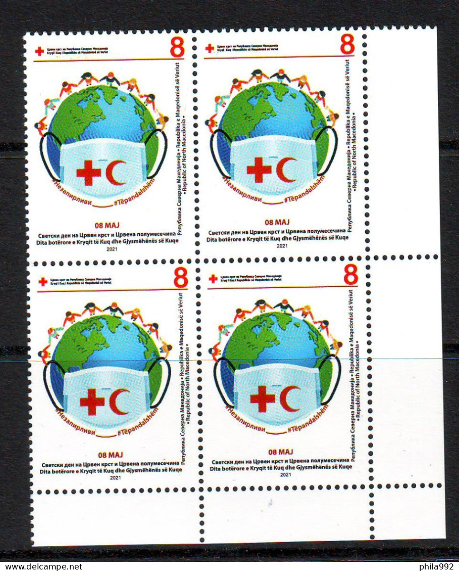 North Macedonia 2021 Chariti Stamp  RED CROSS Block Of 4 Mi.No.184 MNH - Macédoine Du Nord