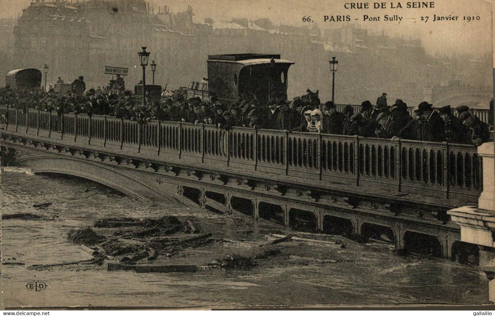 PARIS CRUE DE LA SEINE PONT SULLY - Paris Flood, 1910