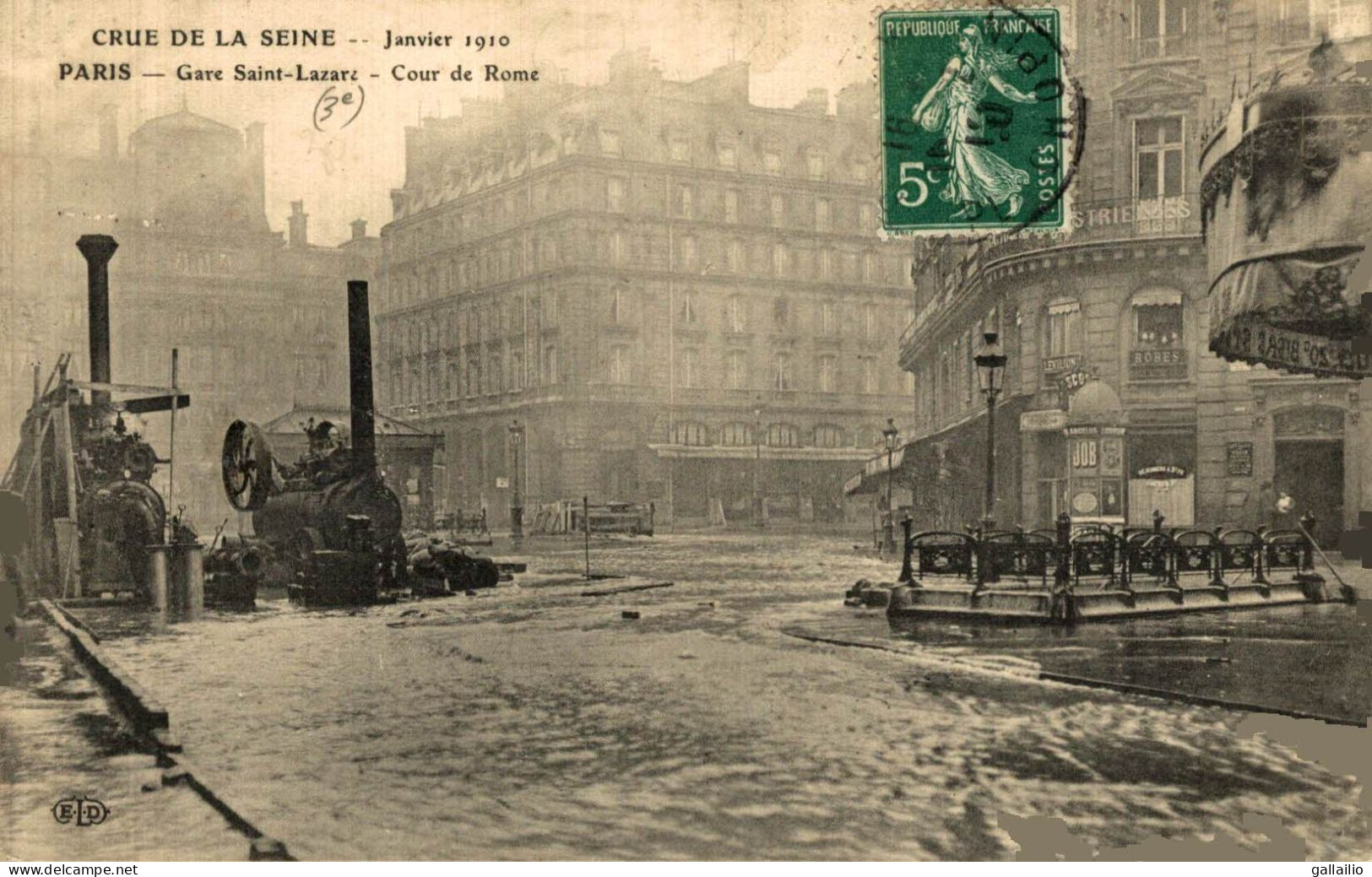 PARIS CRUE DE LA SEINE GARE SAINT LAZARE COUR DE ROME - Inondations De 1910