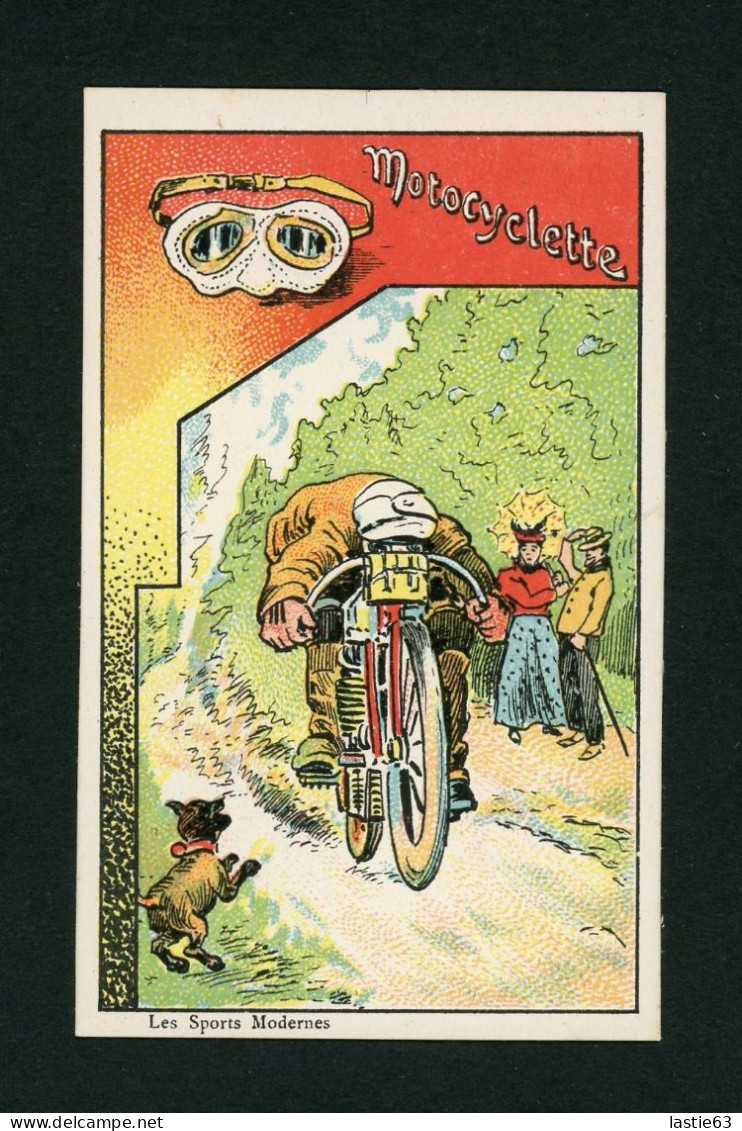 CHROMO   IMAGE  Les  Sports  Modernes   Courbe-Rouzet  Parfait état Jamais Collé  11x7 Cm    Motocyclette - Autres & Non Classés