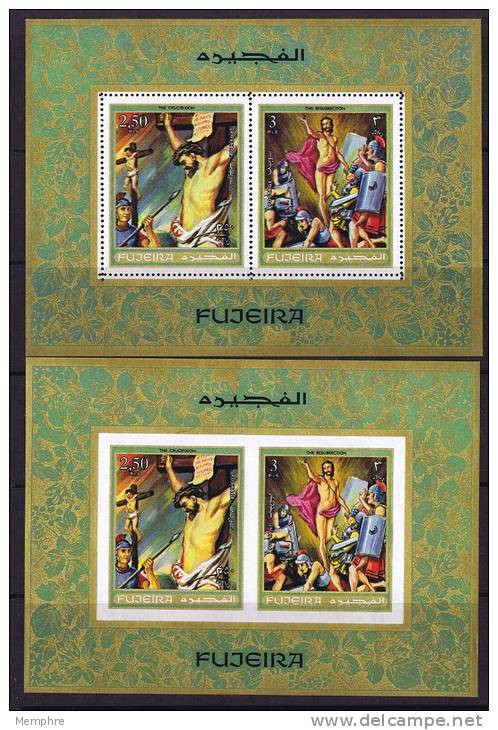 FUJEIRA  1970  Scènes De La Bible   Blocs Dentelé  Et Non Dentelé ** MNH - Fujeira