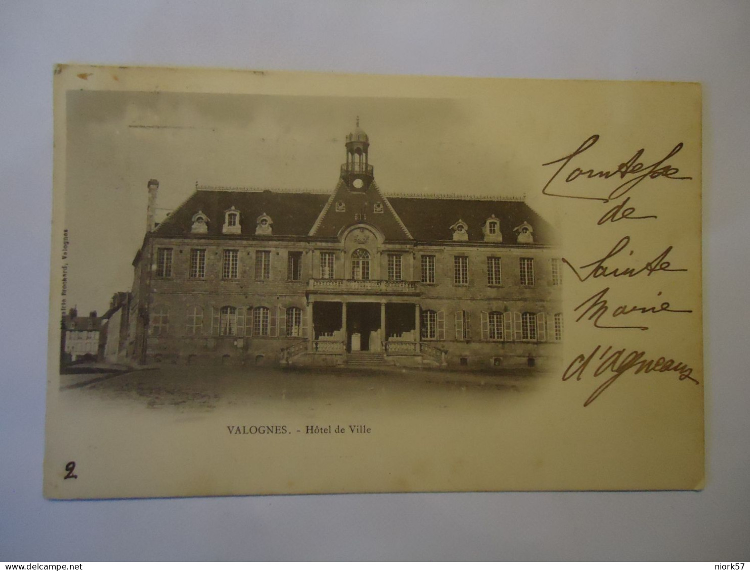 FRANCE   POSTCARDS VALOGNES HOTEL DE VILLE 1908 POSTMARK PISA  STAMPS - Andere & Zonder Classificatie