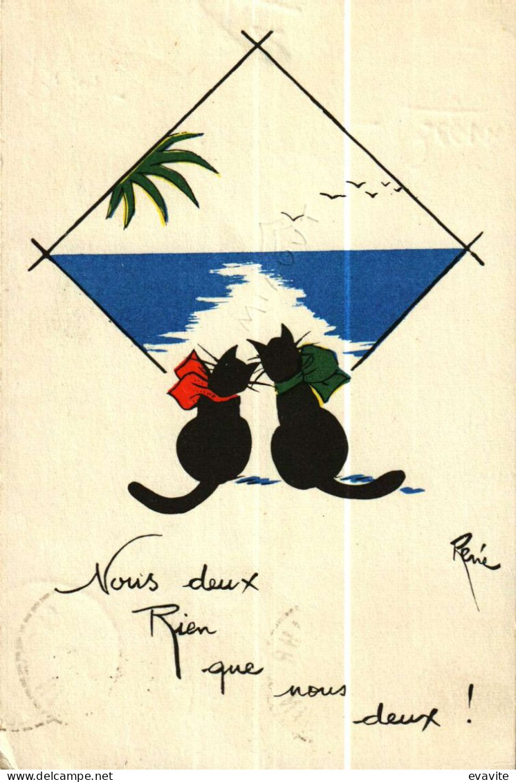 CPA   Illustration René  2 Petits Chats Noirs  - Nous Deux Rien Que Nous Deux ! - Cats