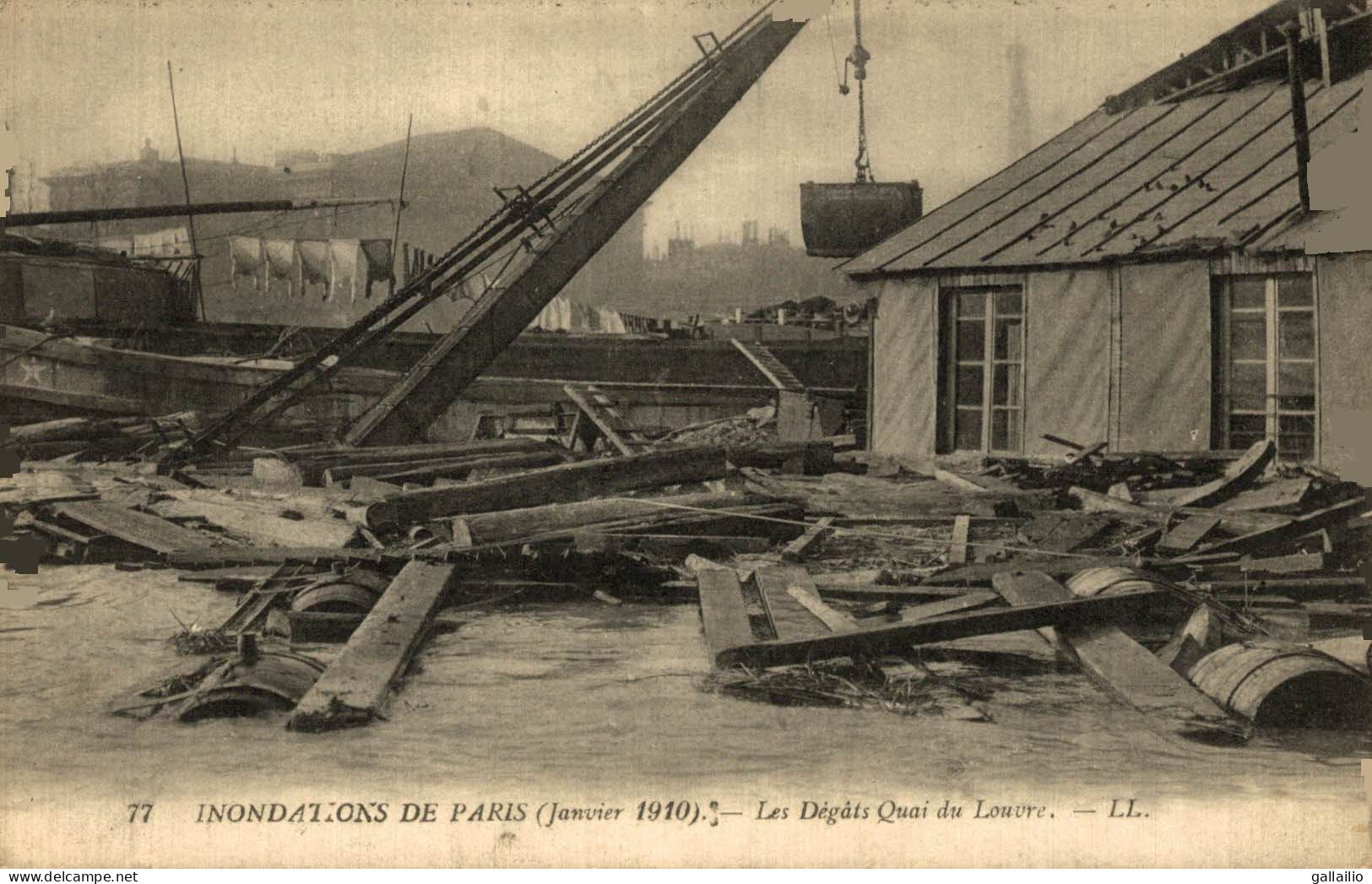 INONDATIONS DE PARIS LES DEGATS QUAI DU LOUVRE - Inondations De 1910