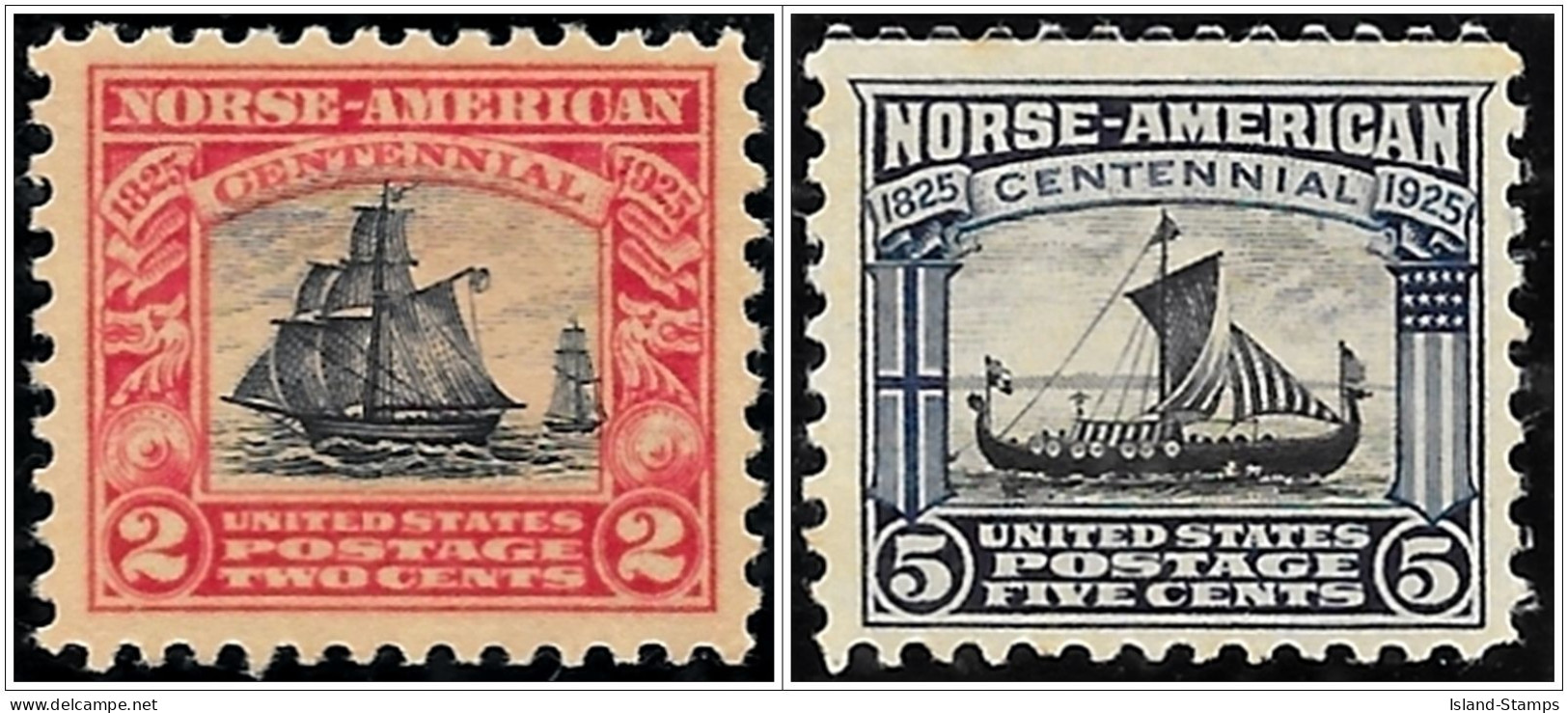 # 620-21 - Complete Set, 1925 Norse-American Issue Mounted Mint - Ongebruikt