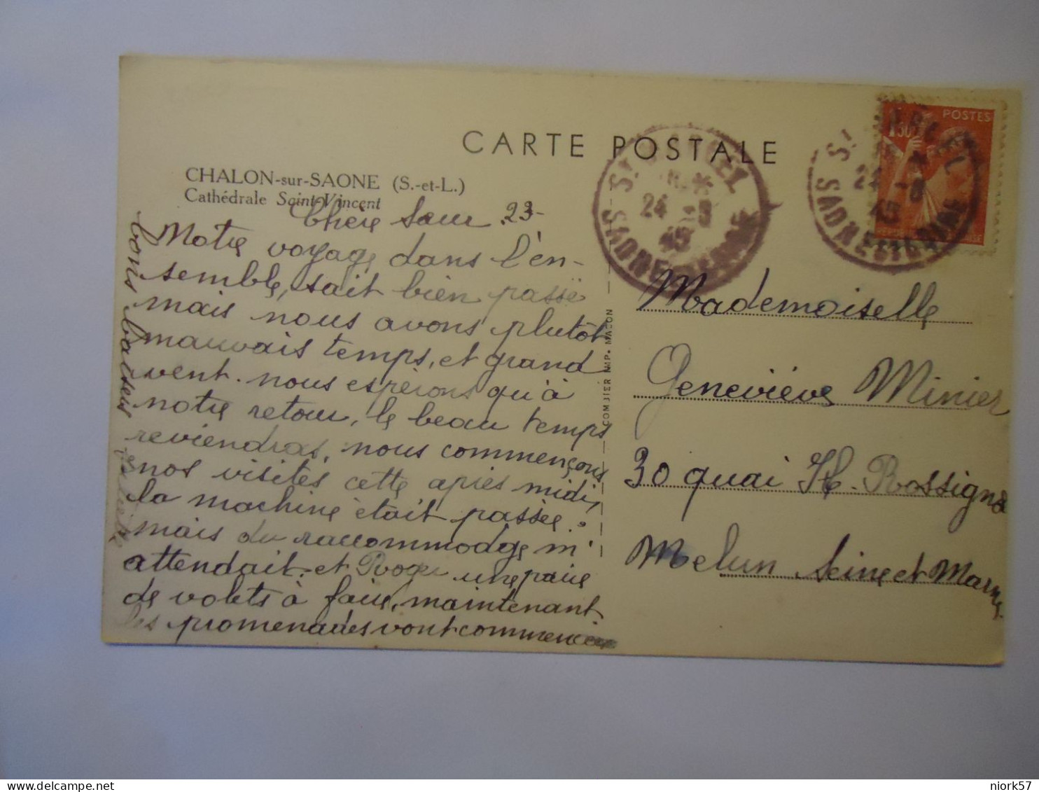 FRANCE   POSTCARDS SHALON SUR SAONE POSTMARK   STAMPS 1923 - Andere & Zonder Classificatie