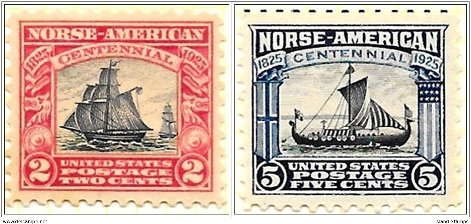 # 620-21 - Complete Set, 1925 Norse-American Issue Mounted Mint - Ongebruikt