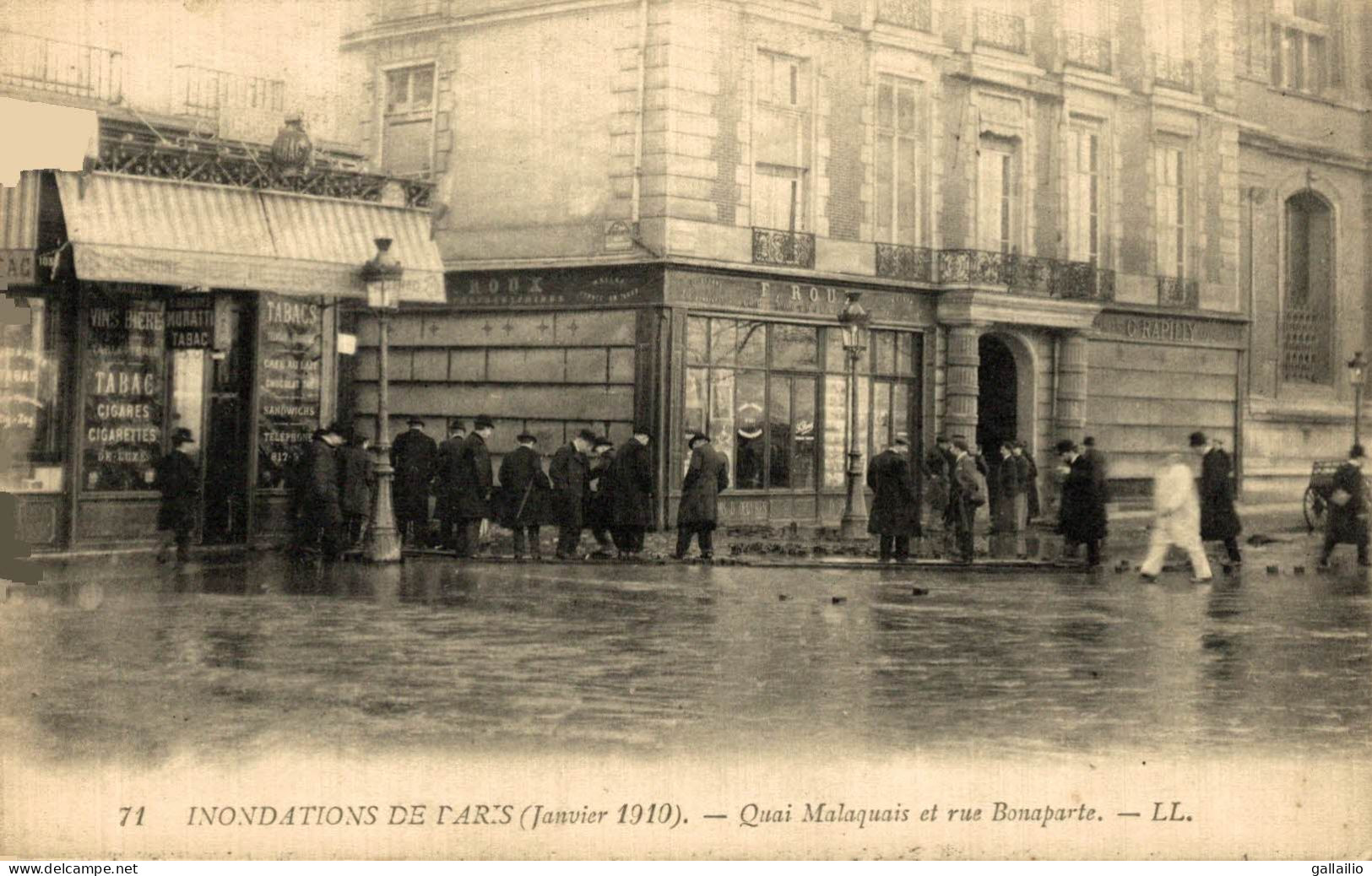 INONDATIONS DE PARIS QUAIS MALAQUAIS ET RUE BONAPARTE - Paris Flood, 1910