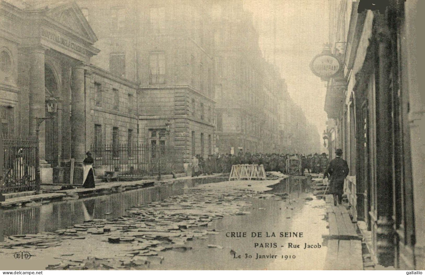 PARIS CRUE DE LA SEINE RUE JACOB - Paris Flood, 1910