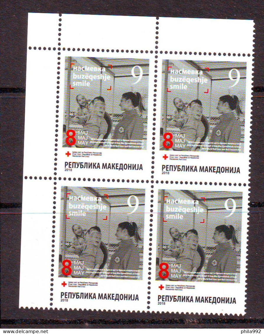 North Macedonia 2018 Chariti Stamp  RED CROSS  Block Of 4 Mi.No.180 MNH - Macédoine Du Nord