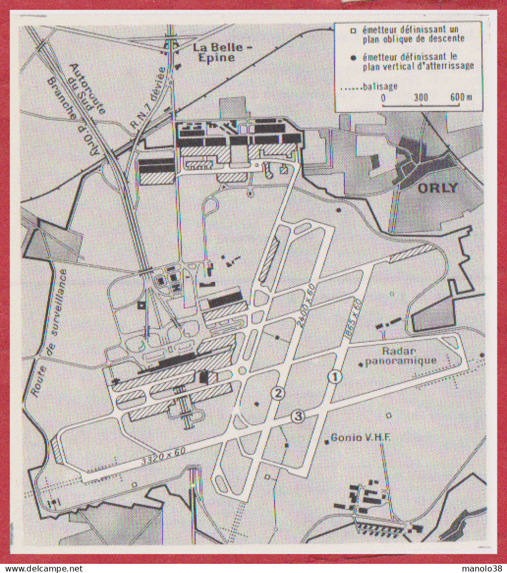 Orly. Plan Des Pistes. Émetteurs, Balisage. Larousse 1960. - Historische Dokumente