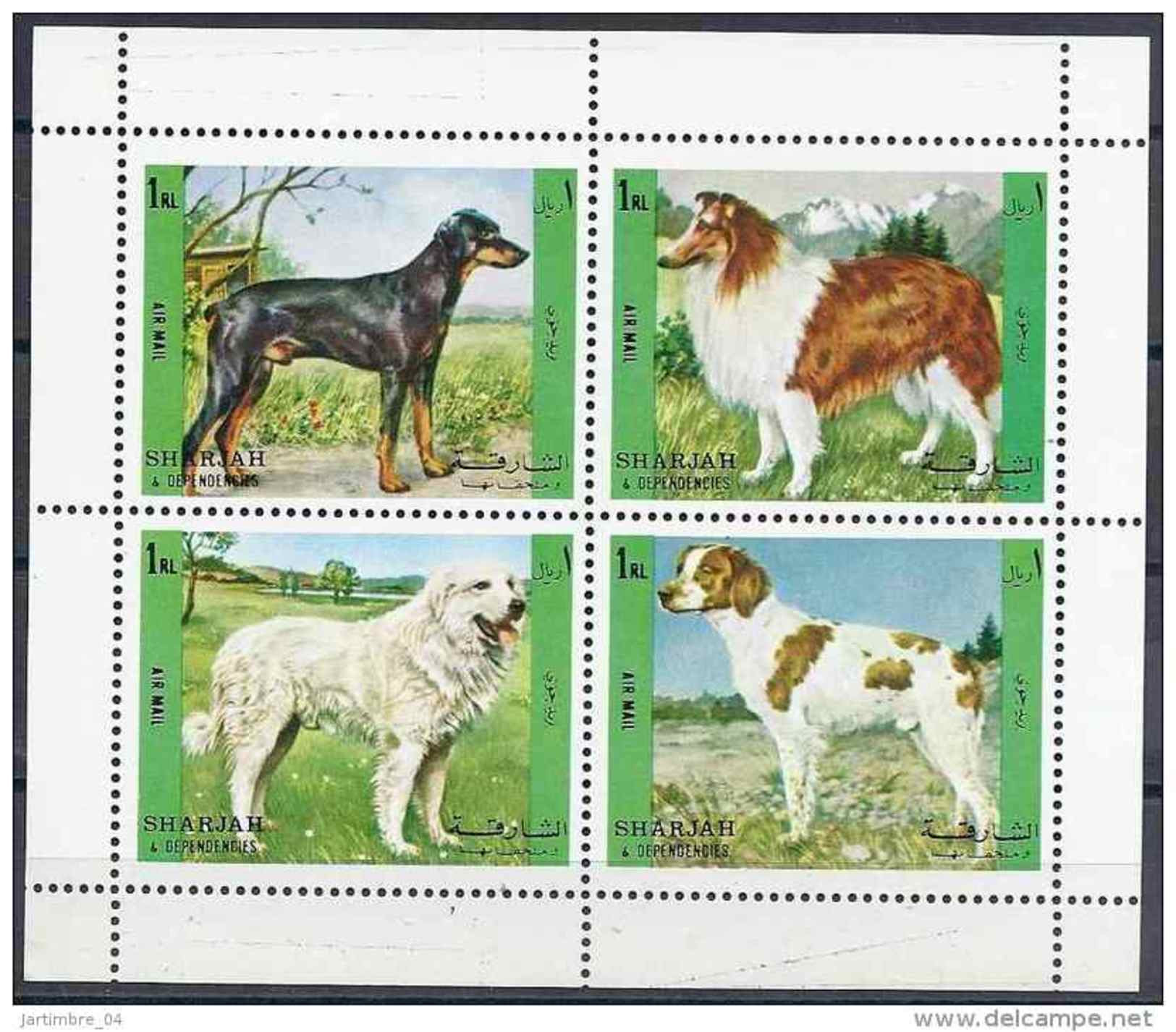 1972 SHARJAH Michel 1292-95** Chiens - Sharjah