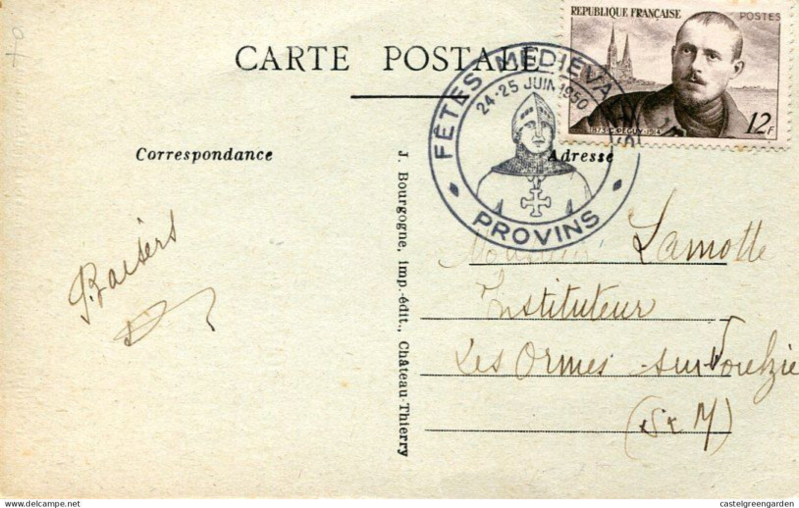 X0563 France,special Postmark Provins 1950 Fetes Medievales,medieval Festivals,mittelalterliche Feste - Lettres & Documents