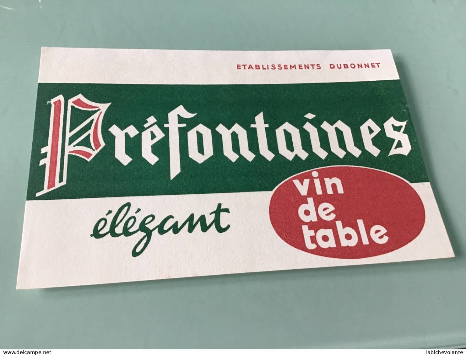 Buvard  - Préfontaines - Vin De Table - V