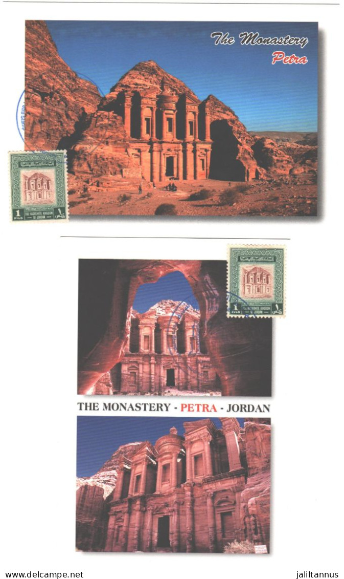 JORDAN POATCARD - PETRA WITH STAMPS - Jordanien