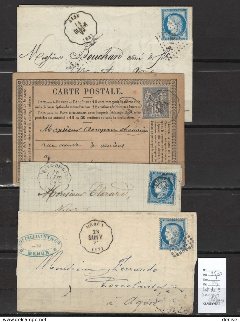 France - Lot De 9 Piéces - Convoyeurs Stations - Railway Post