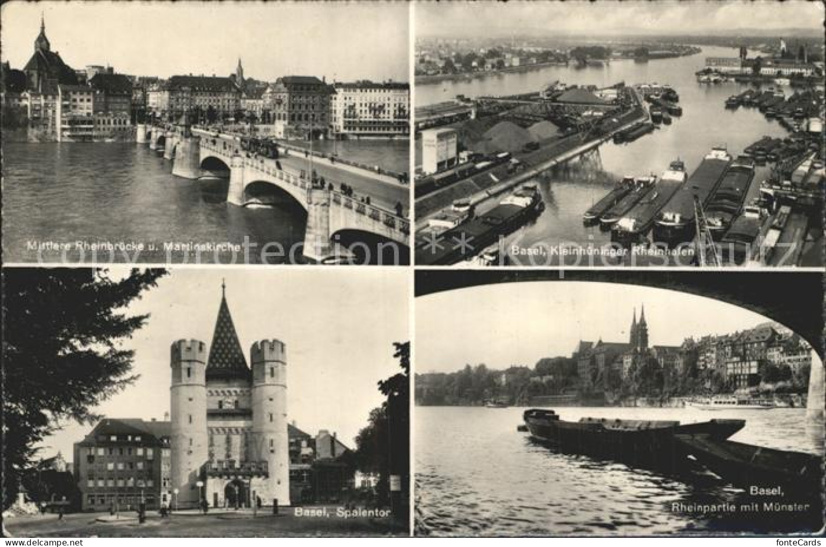 12921517 Basel BS Mittlere Rheinbruecke Und Martinskirche Spalentor Kleinhuening - Autres & Non Classés