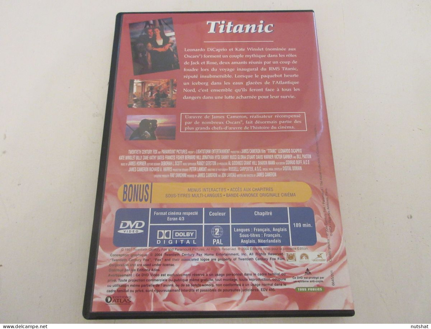 DVD CINEMA TITANIC Leonardo DiCAPRIO Kate WINSLET 1997 189mn+Bonus Bande Annonce - Romantic