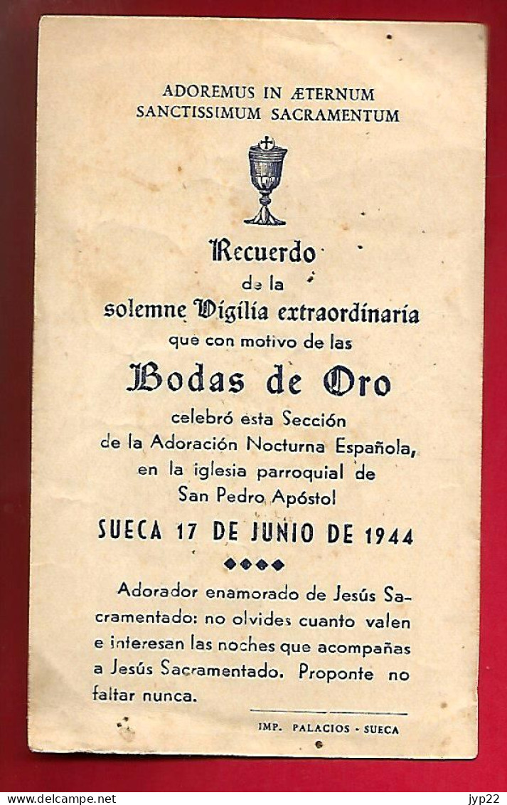 Image Pieuse Bodas De Oro Eglise Paroissiale De San Pedro Apostol 17-06-1944 - Espagnol - Imp Palacios Sueca - Images Religieuses