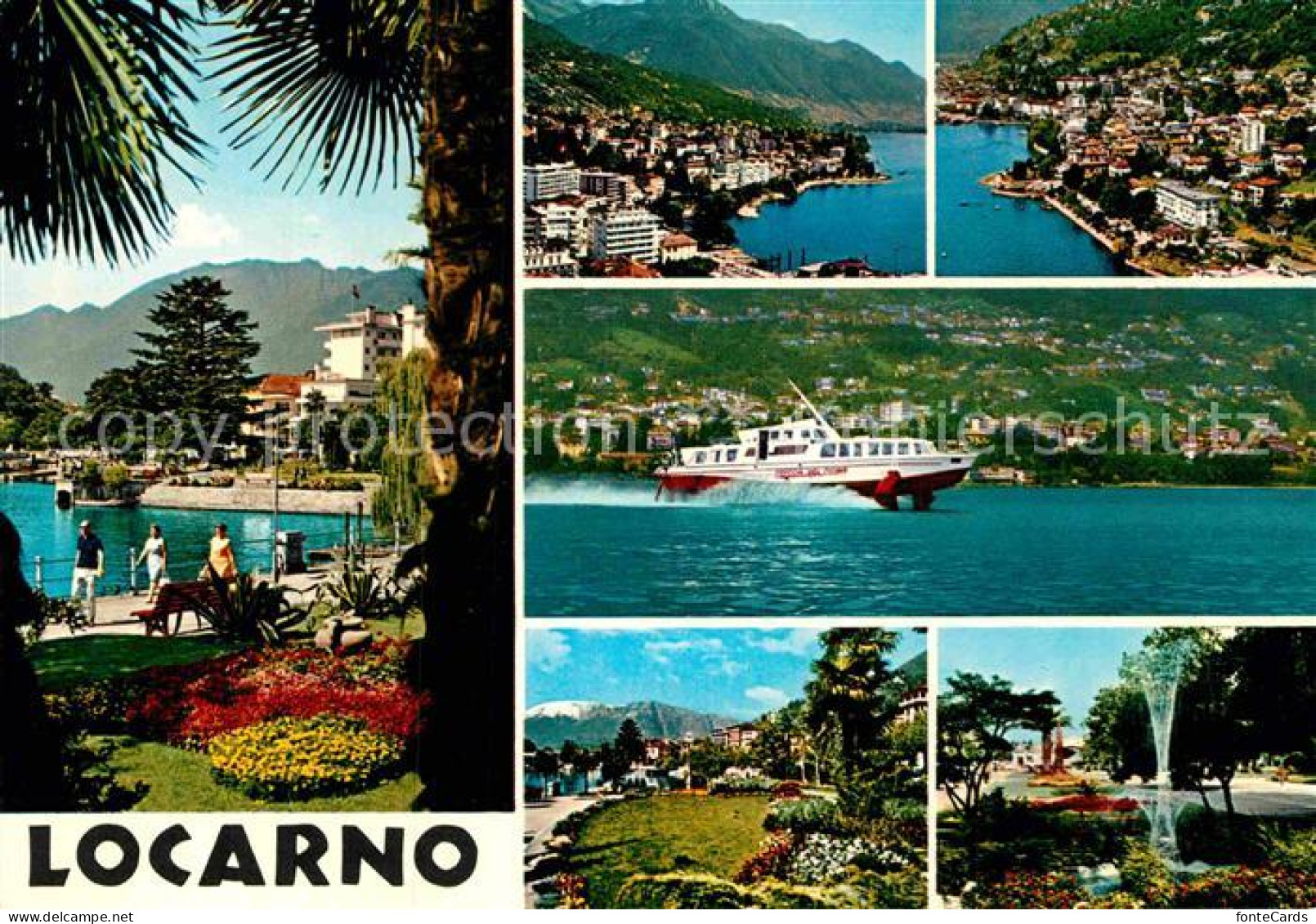 12900739 Locarno Lago Maggiore Fliegeraufnahme Tragflaechenboot Park Brunnen Ufe - Other & Unclassified