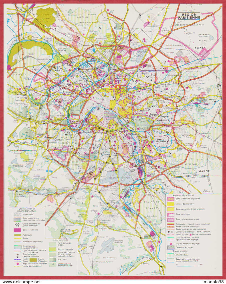 Plan Historique De Paris. Plan De La Région Parisienne. Art: Ecole De Paris. Larousse 1960. - Historische Documenten