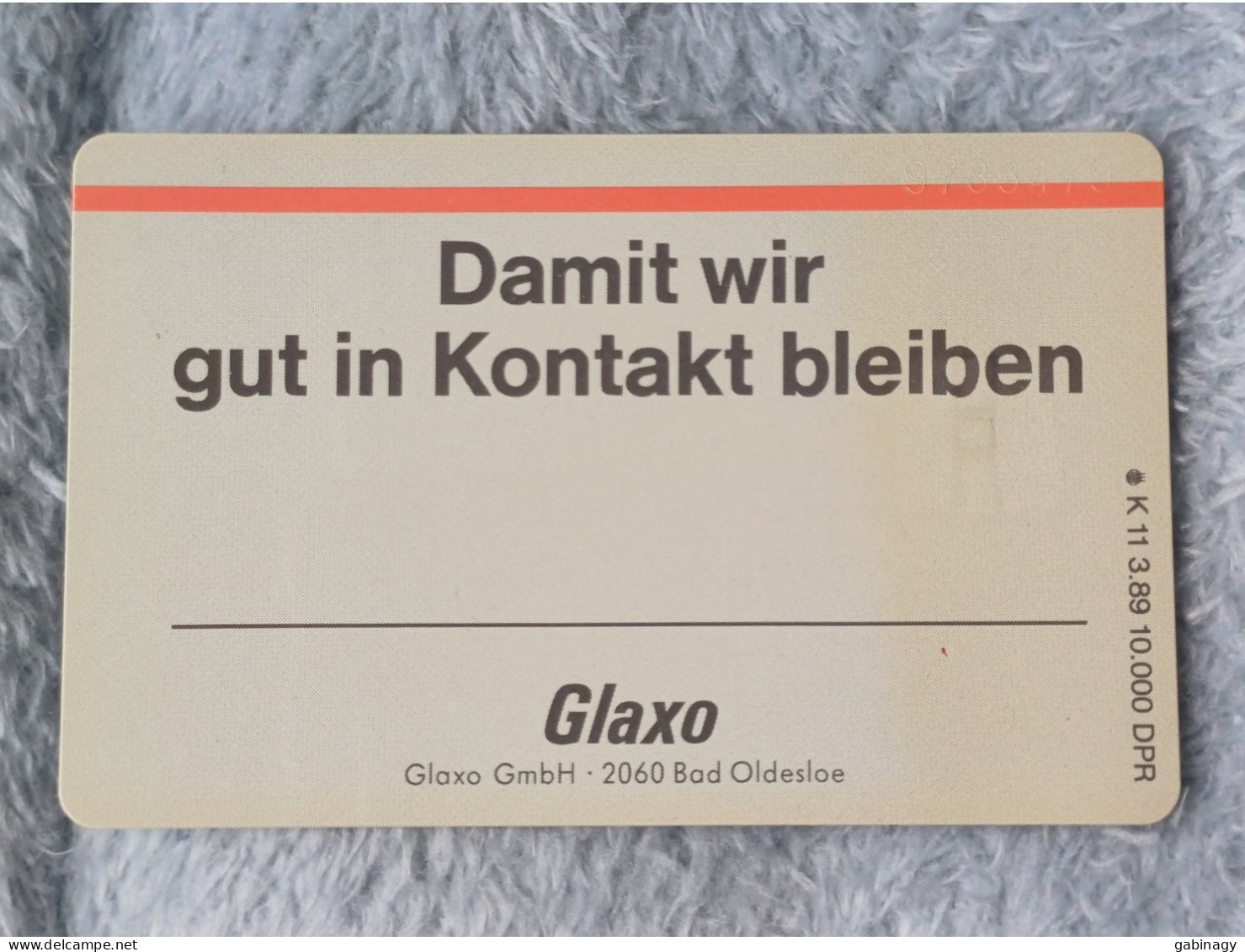 GERMANY-1205 - K 0011 - Glaxo GmbH 1 – Dermoxin 1 - 10.000ex. - K-Serie : Serie Clienti