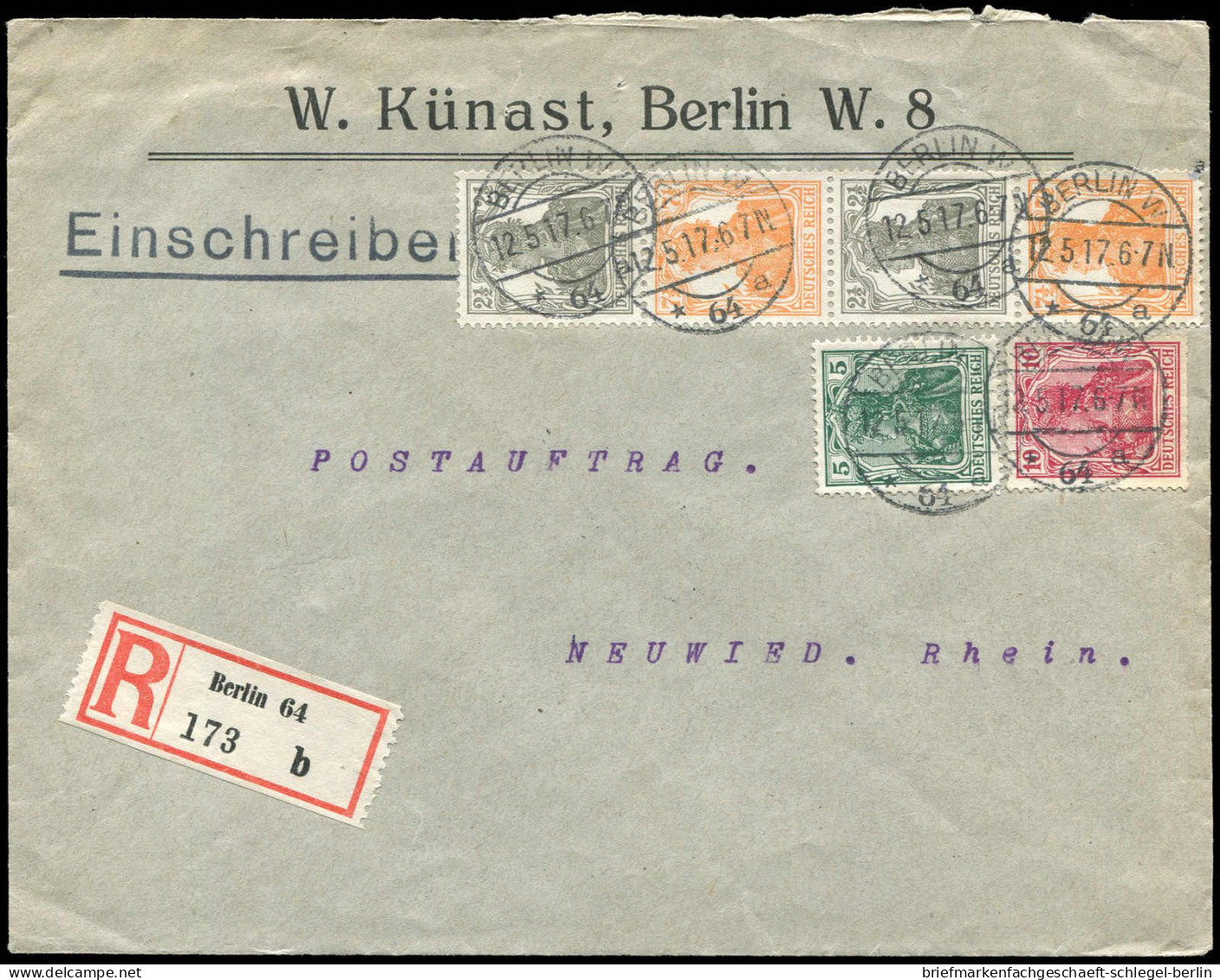 Deutsches Reich, 1917, S 12 A, Brief - Se-Tenant